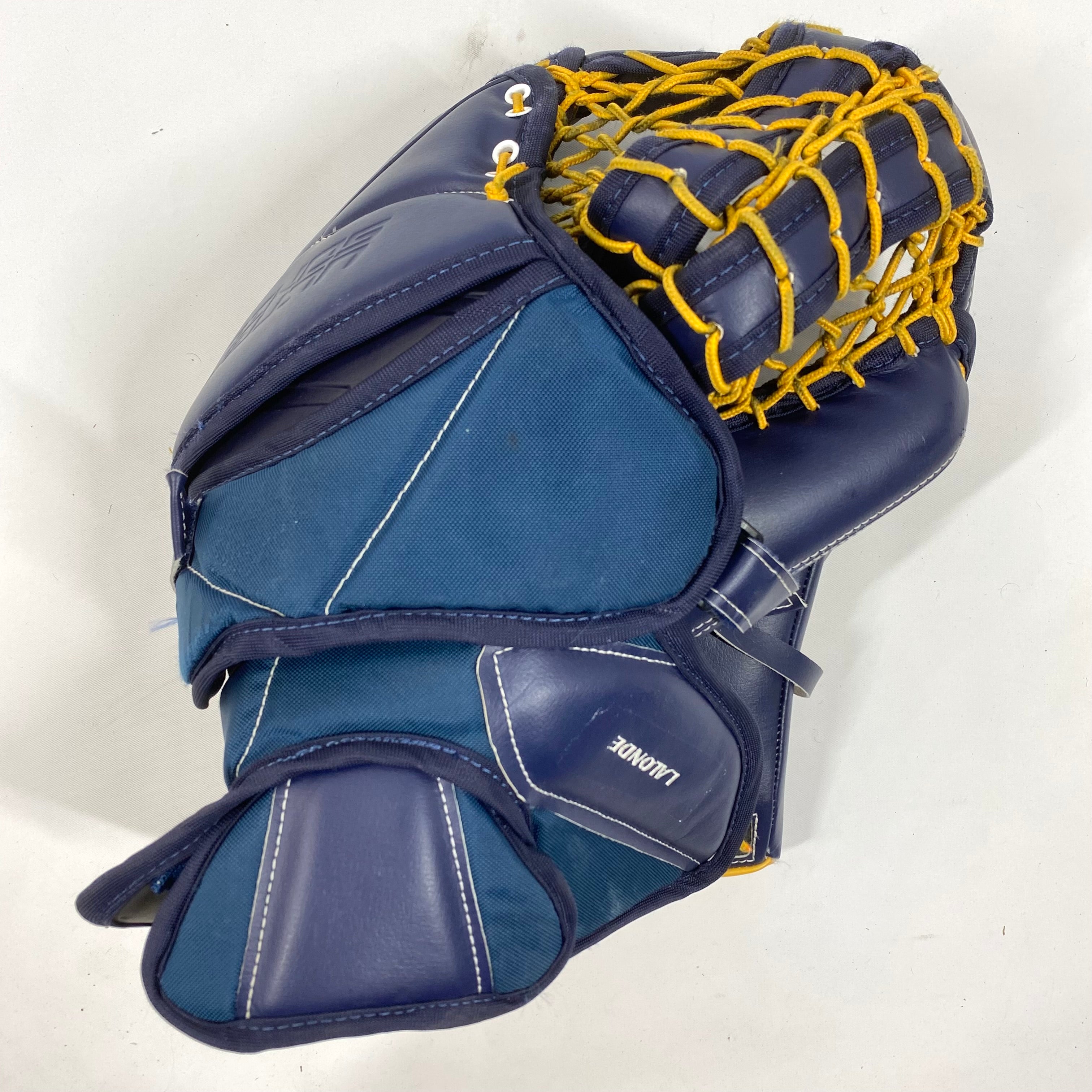 Bauer Supreme Ultrasonic - Used Pro Stock Goalie Glove - (Navy/Yellow)